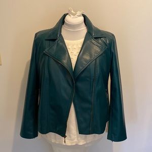 Chico’s Teal Faux Leather Moto Jacket NWT Size 2